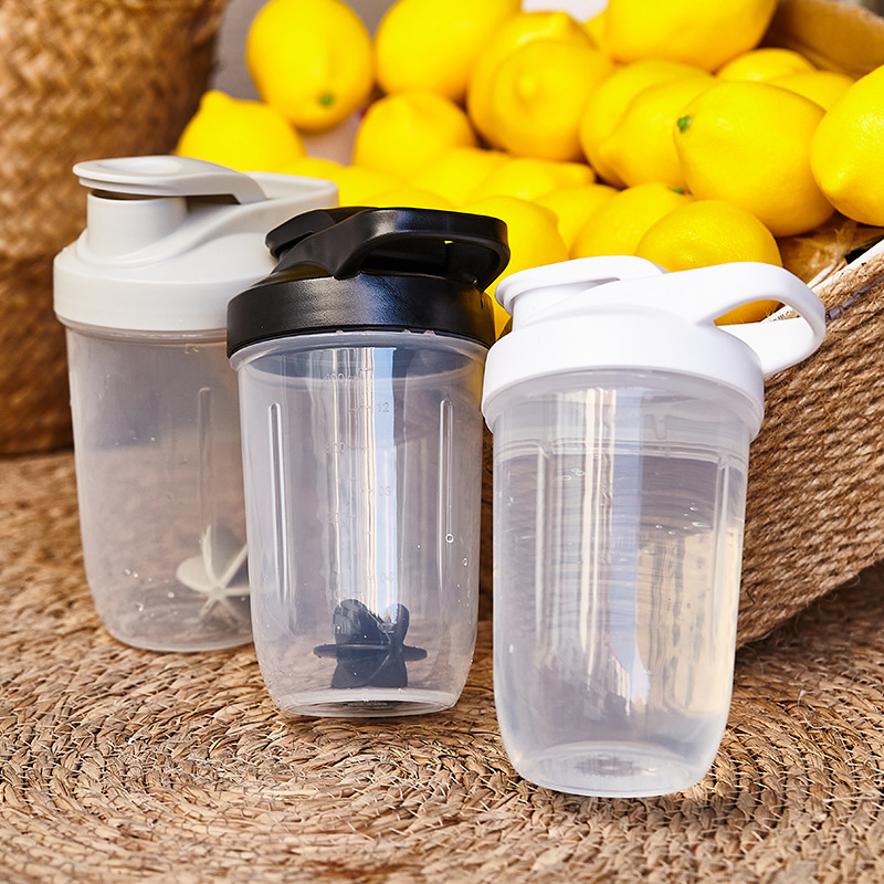 Cană shaker din plastic, 400 ml, pentru pudră de proteine și băuturi înlocuitoare ale meselor, fitness