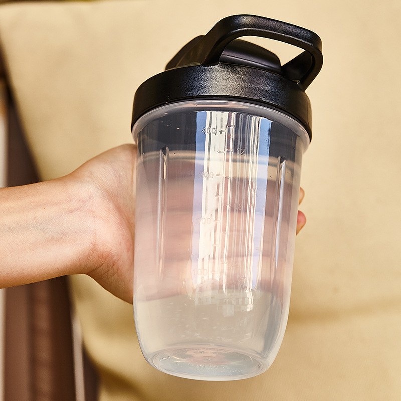 Cană shaker din plastic, 400 ml, pentru pudră de proteine și băuturi înlocuitoare ale meselor, fitness