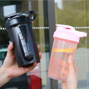 Shaker sportiv de 500 ml, cu scară de măsurare, portabil