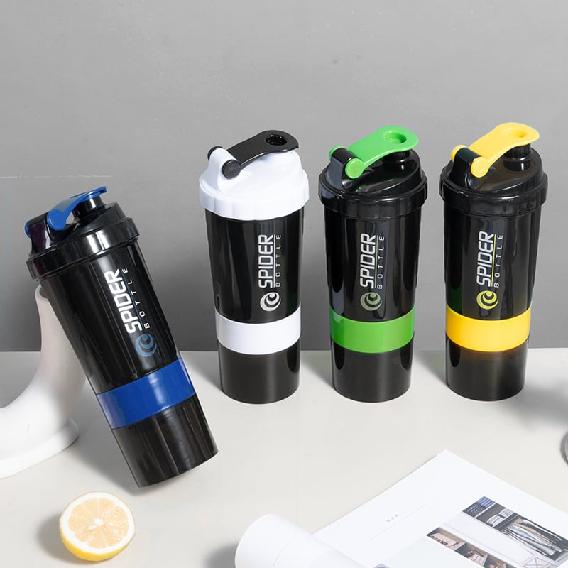 Shaker de proteine, 500 ml, trei niveluri, portabil pentru fitness