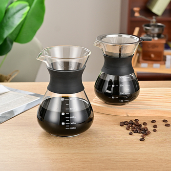 Filtru de cafea din sticlă pentru preparare manuală, cu scară și cană din sticlă pentru cold brew