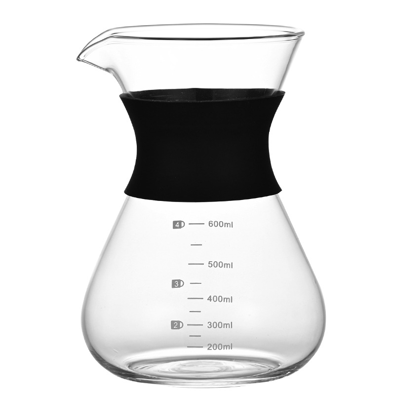 Filtru de cafea din sticlă pentru preparare manuală, cu scară și cană din sticlă pentru cold brew