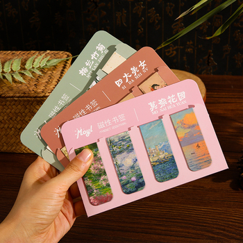 Semn de carte magnetic cu motif de pictură în ulei și clips de pagină – stil Instagram pentru elevi