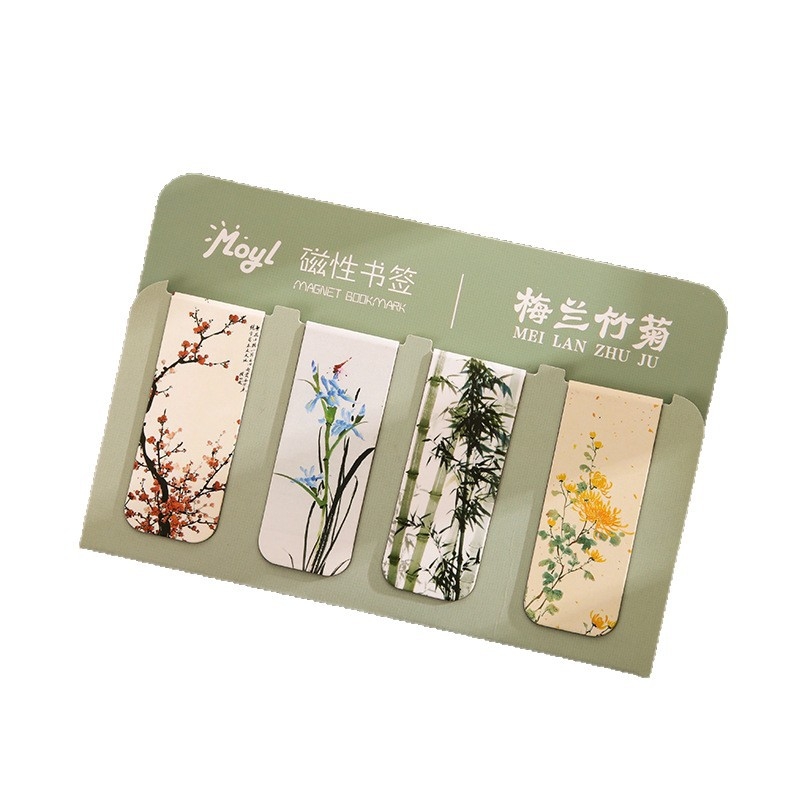 Semn de carte magnetic cu motif de pictură în ulei și clips de pagină – stil Instagram pentru elevi