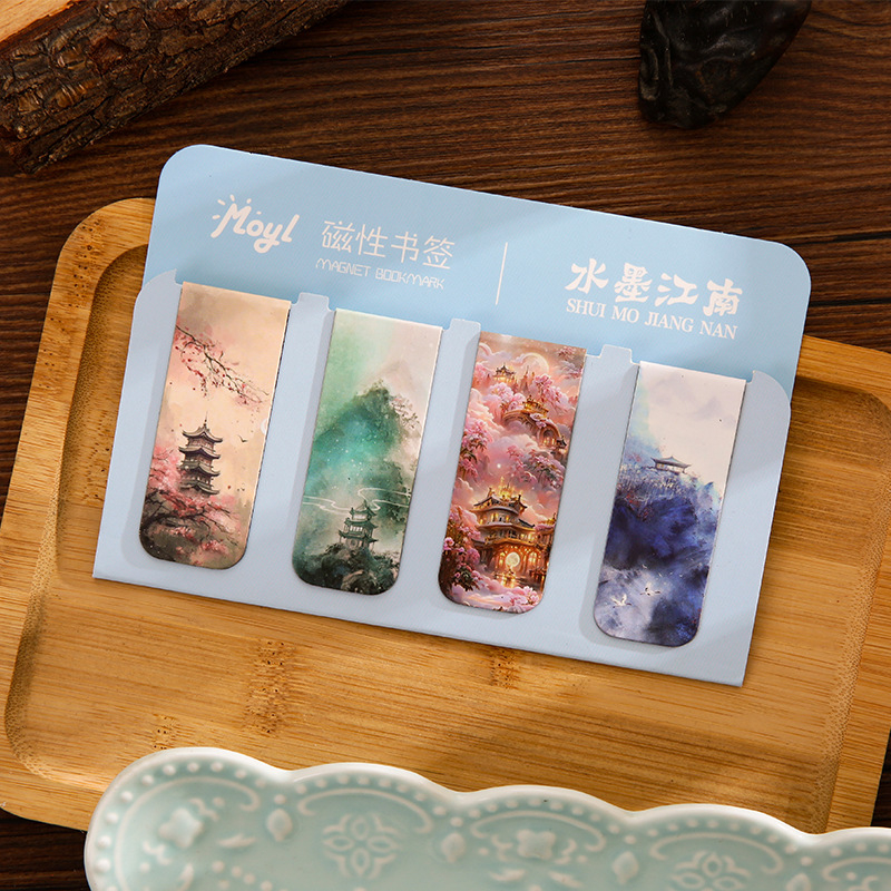 Semn de carte magnetic cu motif de pictură în ulei și clips de pagină – stil Instagram pentru elevi