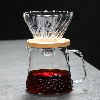 Set filtru de cafea din sticlă cu pot de picurare, scară de măsurare și suport