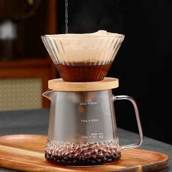 Set filtru de cafea din sticlă cu pot de picurare, scară de măsurare și suport