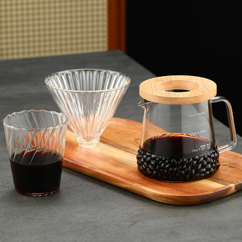 Set filtru de cafea din sticlă cu pot de picurare, scară de măsurare și suport
