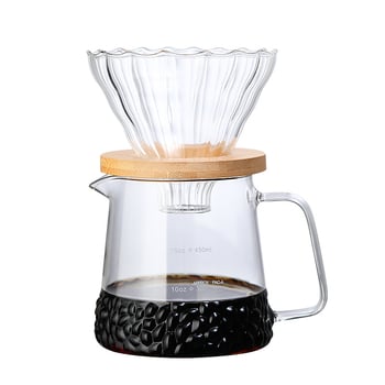Set filtru de cafea din sticlă cu pot de picurare, scară de măsurare și suport