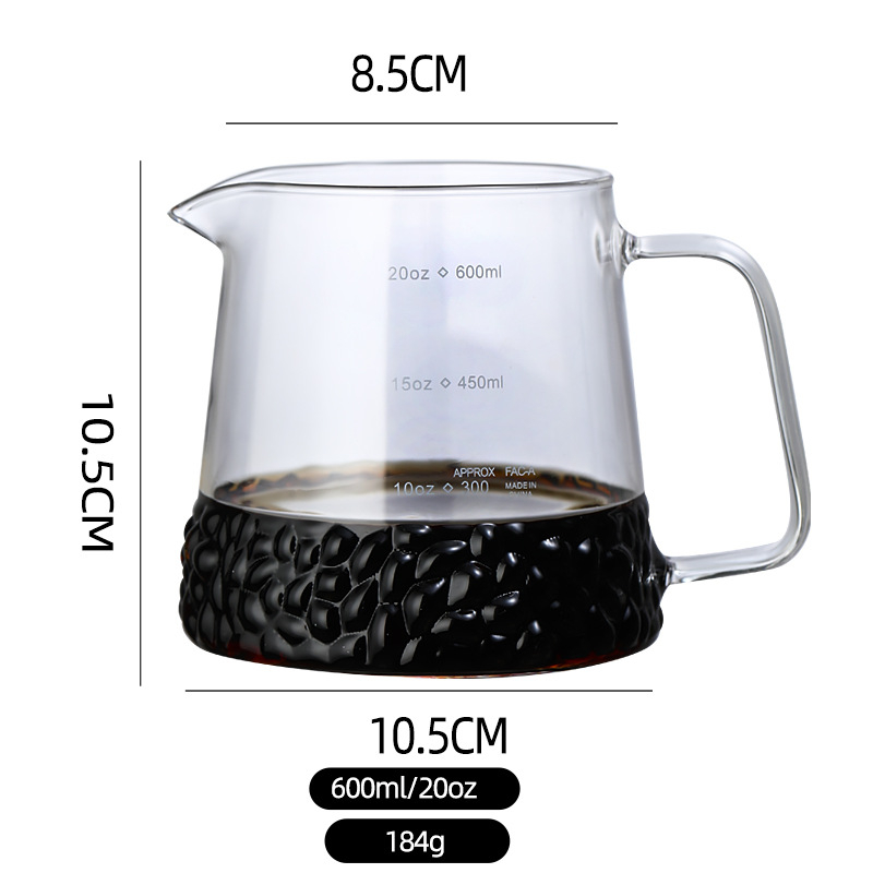 Set filtru de cafea din sticlă cu pot de picurare, scară de măsurare și suport