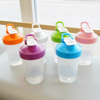Shaker portabil pentru proteine, 400 ml, cu scară de măsurare, sticlă sport, logo personalizat cadou