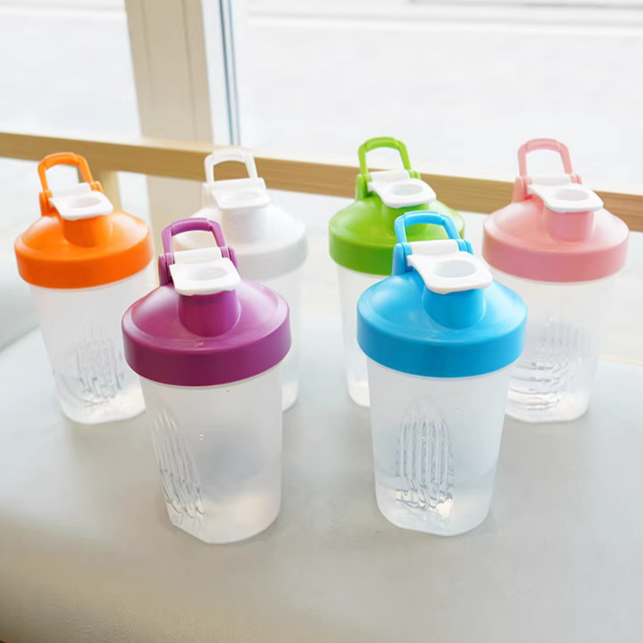 Shaker portabil pentru proteine, 400 ml, cu scară de măsurare, sticlă sport, logo personalizat cadou