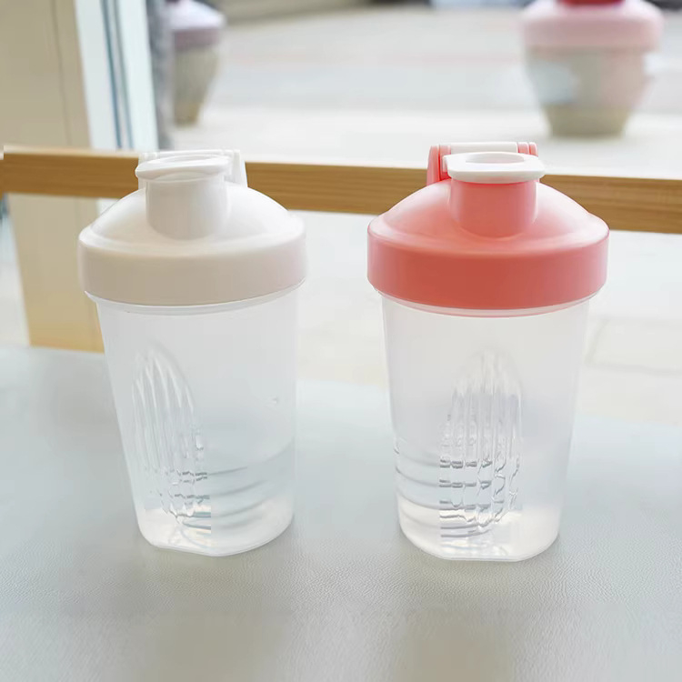 Shaker portabil pentru proteine, 400 ml, cu scară de măsurare, sticlă sport, logo personalizat cadou