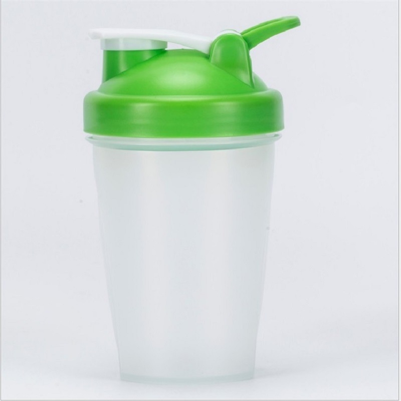 Shaker portabil pentru proteine, 400 ml, cu scară de măsurare, sticlă sport, logo personalizat cadou