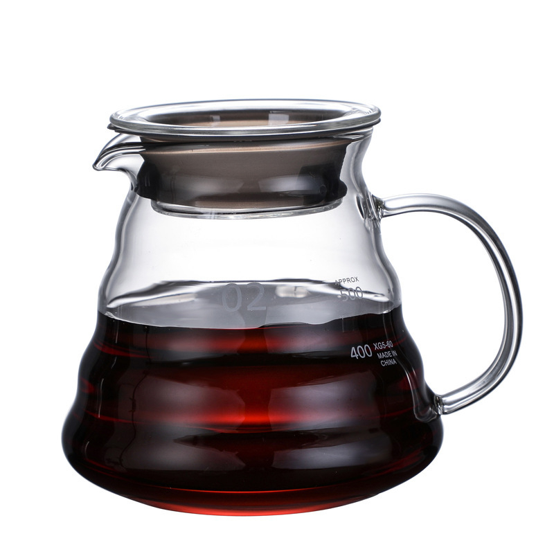Set pour-over din sticlă borosilicată de înaltă calitate, cu siglă, design nor, filtru cafea americană