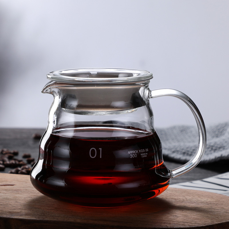 Set pour-over din sticlă borosilicată de înaltă calitate, cu siglă, design nor, filtru cafea americană