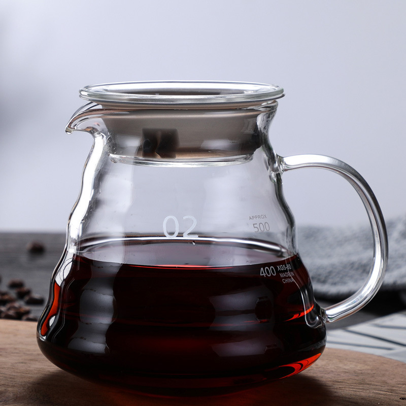 Set pour-over din sticlă borosilicată de înaltă calitate, cu siglă, design nor, filtru cafea americană