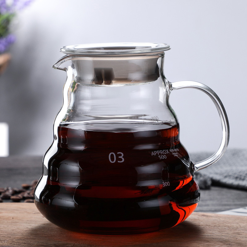 Set pour-over din sticlă borosilicată de înaltă calitate, cu siglă, design nor, filtru cafea americană