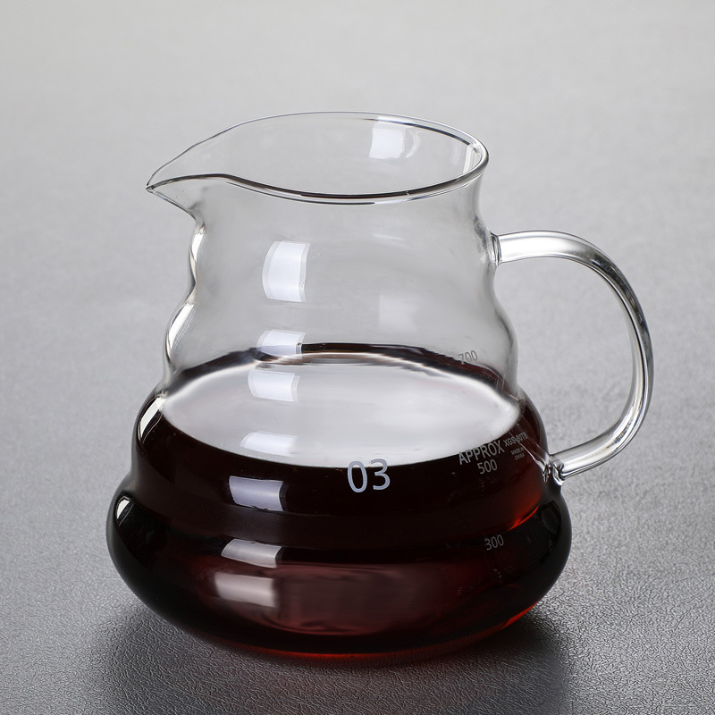 Set pour-over din sticlă borosilicată de înaltă calitate, cu siglă, design nor, filtru cafea americană