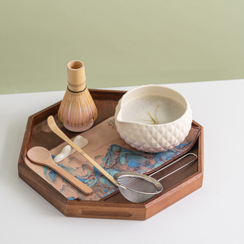 Ceașcă de matcha cu model diamantat și gură de turnare, unelte ceramice pentru ceai, set matcha