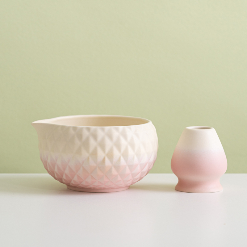 Ceașcă de matcha cu model diamantat și gură de turnare, unelte ceramice pentru ceai, set matcha