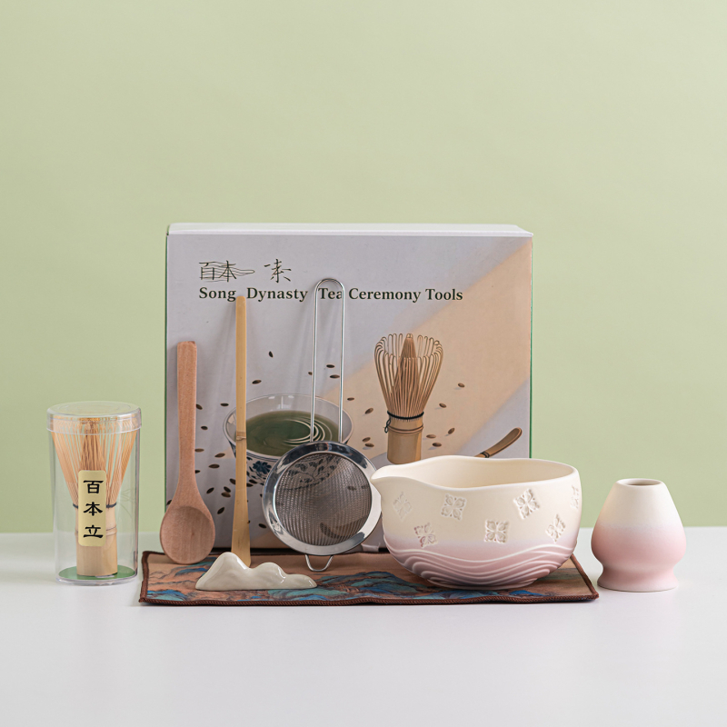Ceașcă de matcha cu model diamantat și gură de turnare, unelte ceramice pentru ceai, set matcha