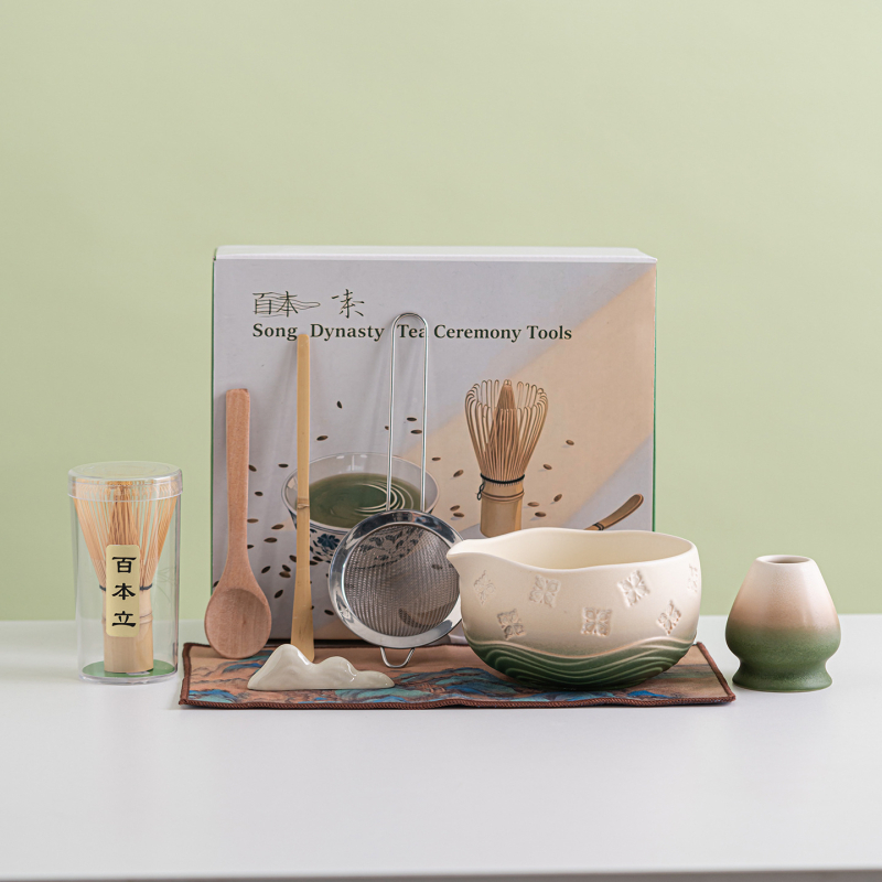 Ceașcă de matcha cu model diamantat și gură de turnare, unelte ceramice pentru ceai, set matcha