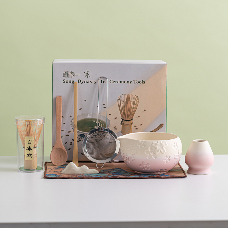 Ceașcă de matcha cu model diamantat și gură de turnare, unelte ceramice pentru ceai, set matcha