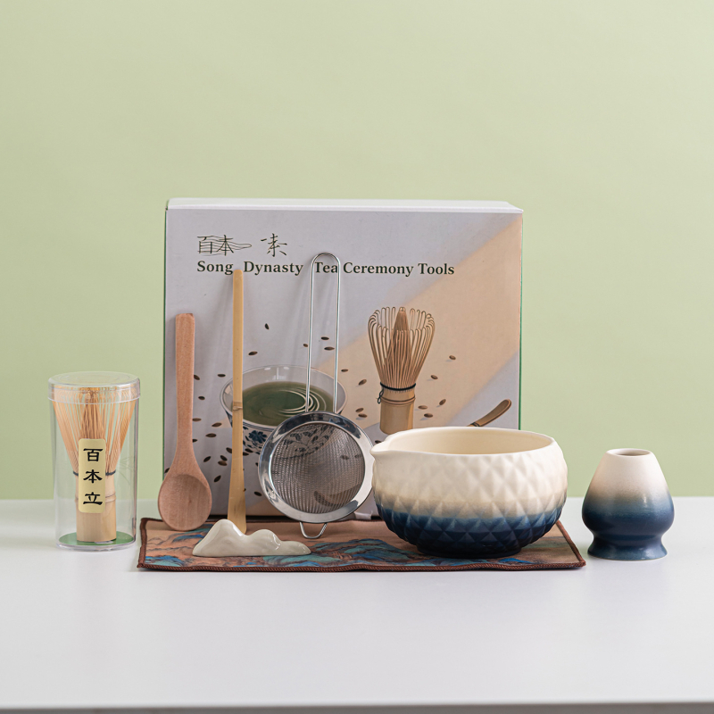 Ceașcă de matcha cu model diamantat și gură de turnare, unelte ceramice pentru ceai, set matcha