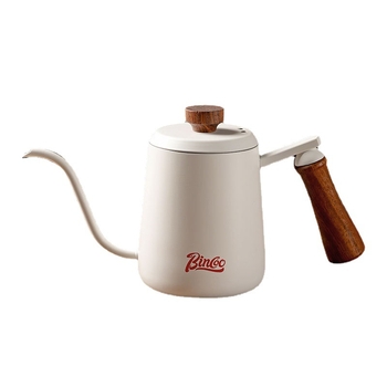 Bincoo Set pour-over cafea cu mâner din lemn, model nor, din oțel inoxidabil, set complet pentru uz casnic, râșniță manuală și oală cu gură lungă