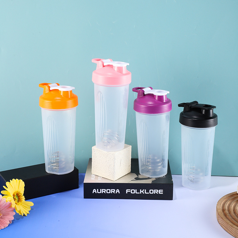 Recipient shaker din plastic, 600 ml, pentru pudră de proteine și shake-uri, etanș, logo personalizat