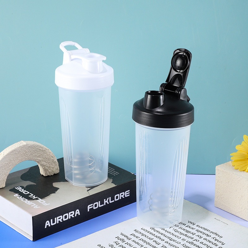 Recipient shaker din plastic, 600 ml, pentru pudră de proteine și shake-uri, etanș, logo personalizat