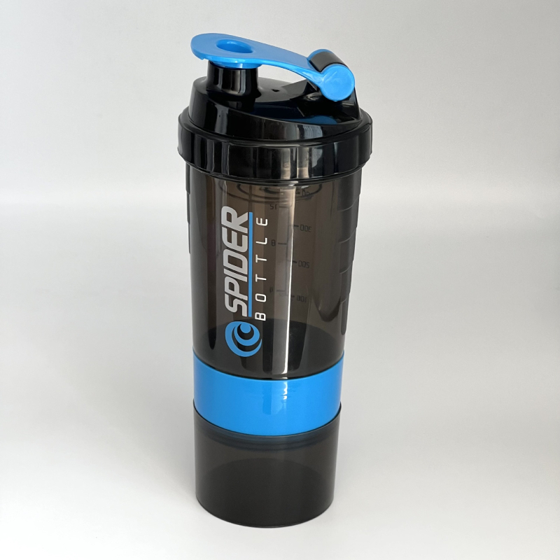 Shaker cu trei compartimente, cu compartimente pentru pudră și medicamente – pentru pudră proteică, băuturi de fitness și milkshake, recipient din plastic