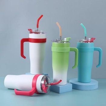 Ronghao Cupă izolată Jumbo Ice, 40 oz, cu pai, pentru mașină, capacitate mare