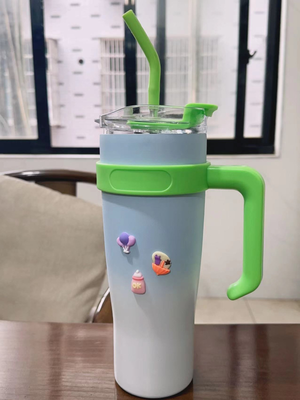 Ronghao Cupă izolată Jumbo Ice, 40 oz, cu pai, pentru mașină, capacitate mare