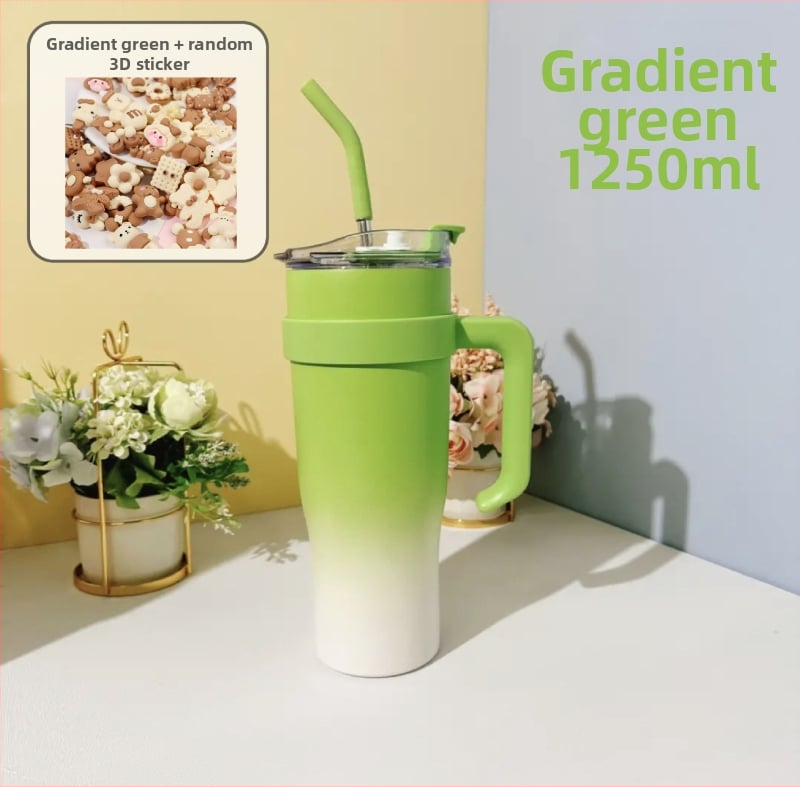 Ronghao Cupă izolată Jumbo Ice, 40 oz, cu pai, pentru mașină, capacitate mare