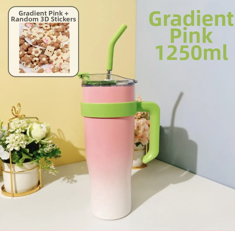 Ronghao Cupă izolată Jumbo Ice, 40 oz, cu pai, pentru mașină, capacitate mare