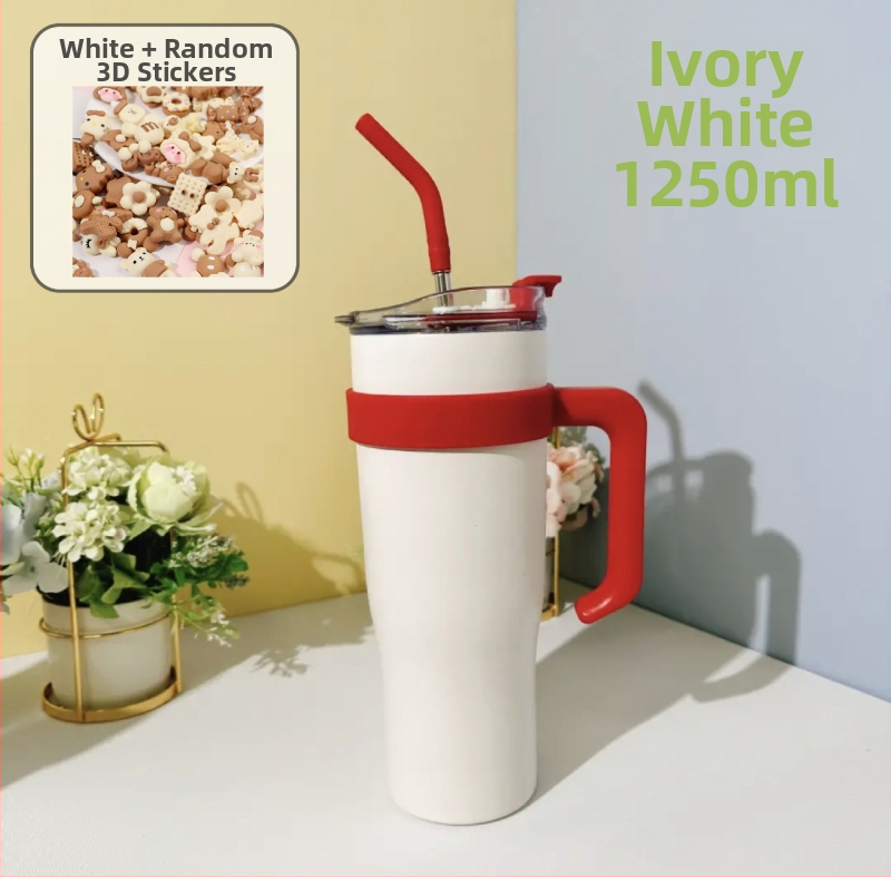Ronghao Cupă izolată Jumbo Ice, 40 oz, cu pai, pentru mașină, capacitate mare