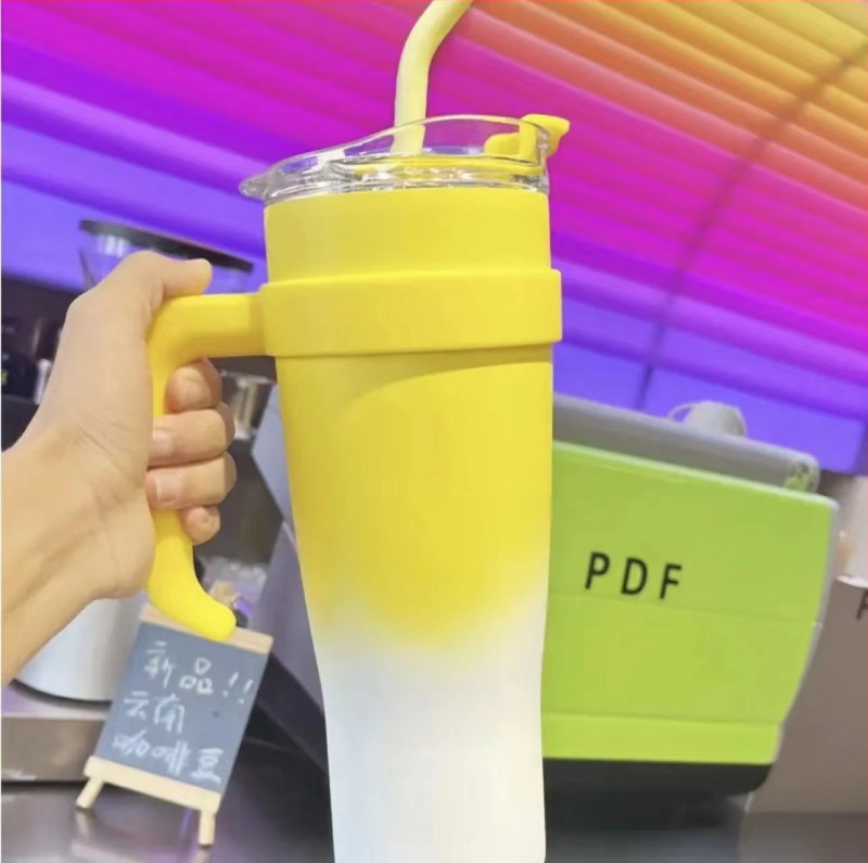 Ronghao Cupă izolată Jumbo Ice, 40 oz, cu pai, pentru mașină, capacitate mare