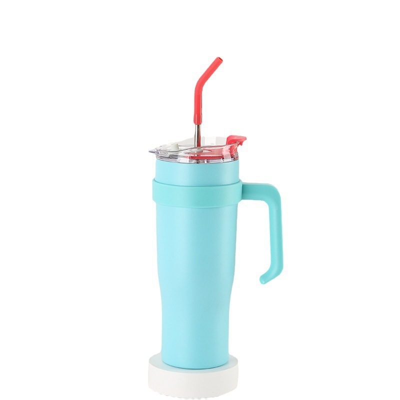 Ronghao Cupă izolată Jumbo Ice, 40 oz, cu pai, pentru mașină, capacitate mare