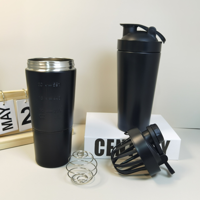 Cupe shaker pentru proteine din oțel inoxidabil 304, 500 ml, design cu un singur perete, termos pentru sport în aer liber
