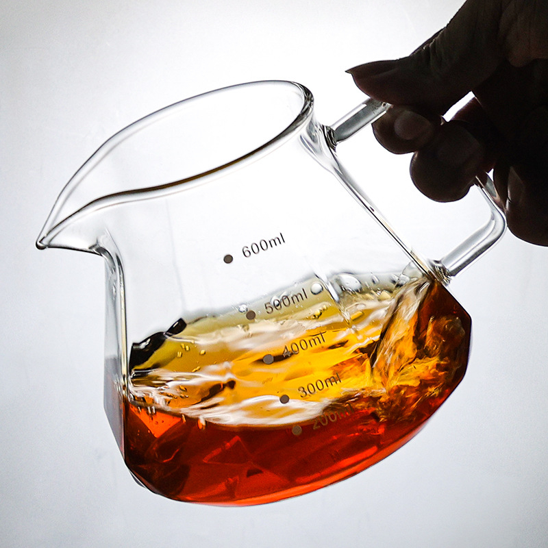 Cană de cafea pentru turnare, cu design în formă de nor, cană de împărțire, sticlă rezistentă la căldură cu scară de măsurare, ceașcă de măsurare, stil ușor luxos