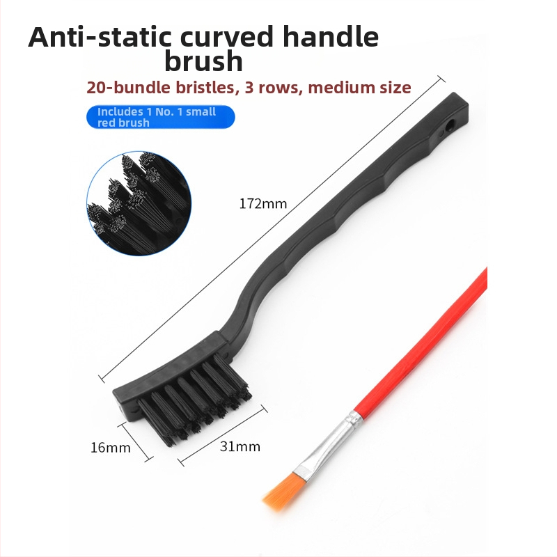 Set de peri anti-statice pentru curățare: perie cu păr rigid, perie din cupru, perie cu mâner manivelă, perie în formă de U și perie pentru reparații/curățare PCB, cu mâner drept rotund