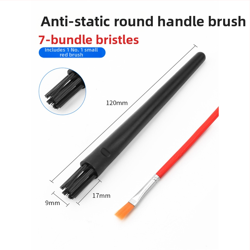 Set de peri anti-statice pentru curățare: perie cu păr rigid, perie din cupru, perie cu mâner manivelă, perie în formă de U și perie pentru reparații/curățare PCB, cu mâner drept rotund