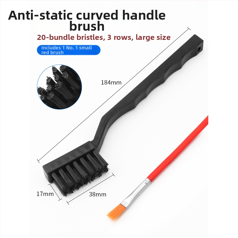 Set de peri anti-statice pentru curățare: perie cu păr rigid, perie din cupru, perie cu mâner manivelă, perie în formă de U și perie pentru reparații/curățare PCB, cu mâner drept rotund