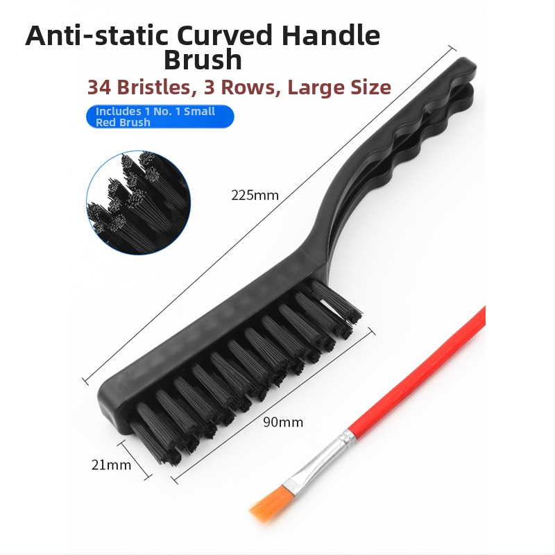 Set de peri anti-statice pentru curățare: perie cu păr rigid, perie din cupru, perie cu mâner manivelă, perie în formă de U și perie pentru reparații/curățare PCB, cu mâner drept rotund