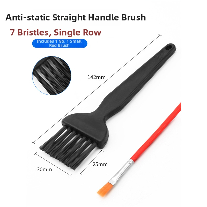 Set de peri anti-statice pentru curățare: perie cu păr rigid, perie din cupru, perie cu mâner manivelă, perie în formă de U și perie pentru reparații/curățare PCB, cu mâner drept rotund