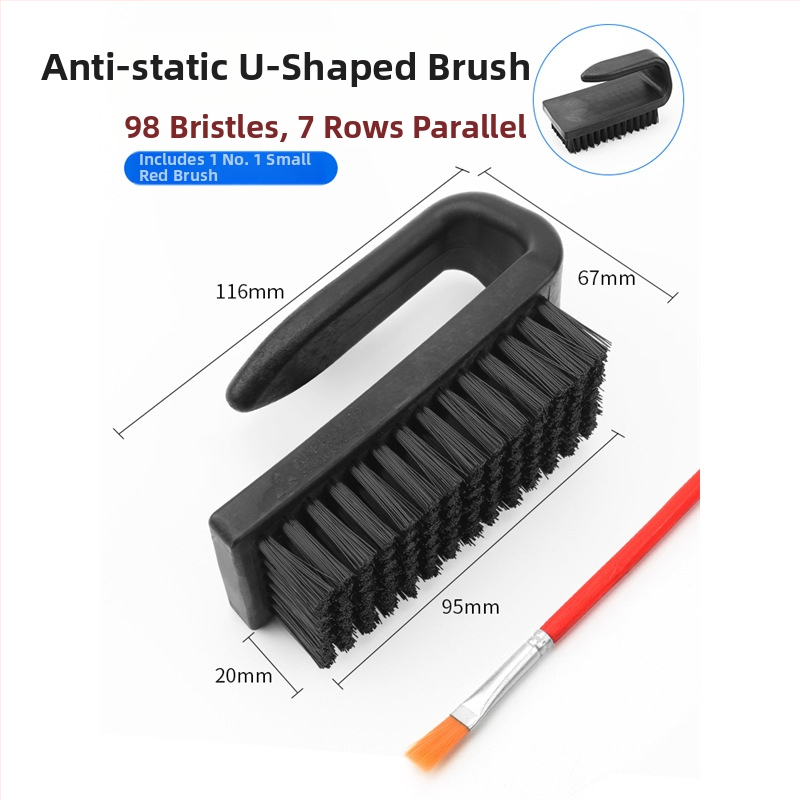 Set de peri anti-statice pentru curățare: perie cu păr rigid, perie din cupru, perie cu mâner manivelă, perie în formă de U și perie pentru reparații/curățare PCB, cu mâner drept rotund