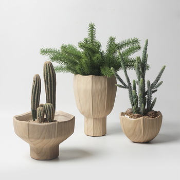 Ghiveci ceramic în stil nordic, textură de paie, pentru plante de interior (succulente, pothos, orhidee)