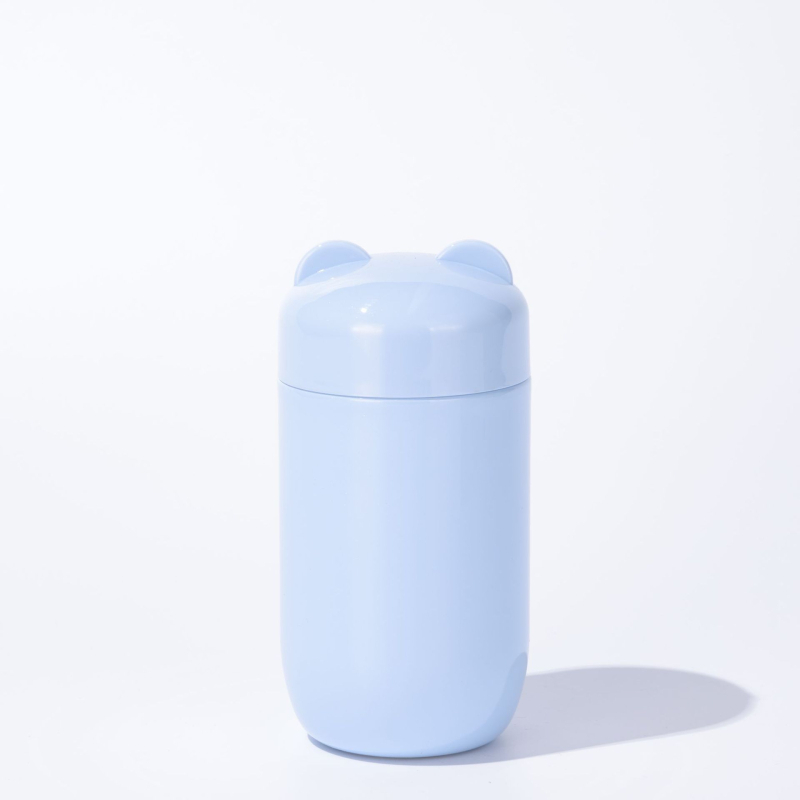 Cană izolată cu capac în formă de urechi de pisică, pereți dubli din oțel inoxidabil 304, compactă pentru birou, design minimalist